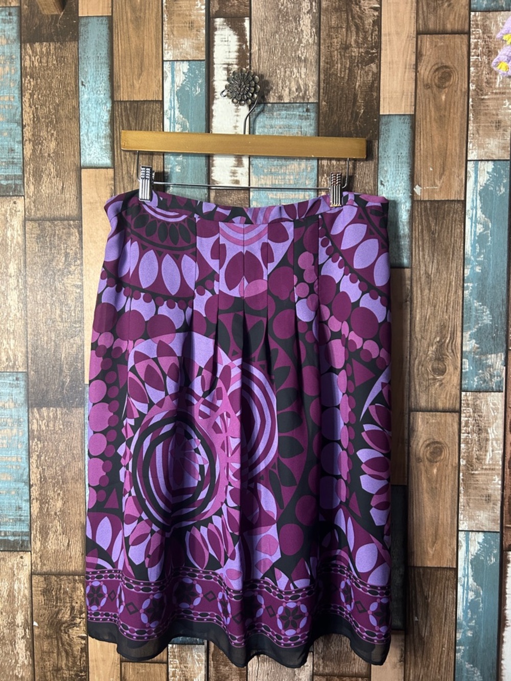 Purple Geometric A-Line Skirt